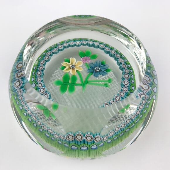 Perthshire 1983E Bouquet Lampwork Flowers Millefiori Faceted Paperweight Cert - Picture 3 of 16
